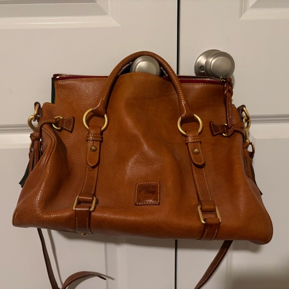 Dooney & Bourke Handbags - Dooney & Bourke Signature Leather Satchel - Cognac Brown. This Is The Large.